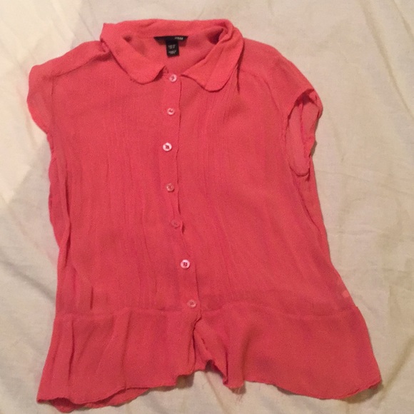 H&M Sheer Blouse Size 14 in Pink - Picture 1 of 7